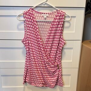 Charter Club Pink and White Sleeveless Blouse